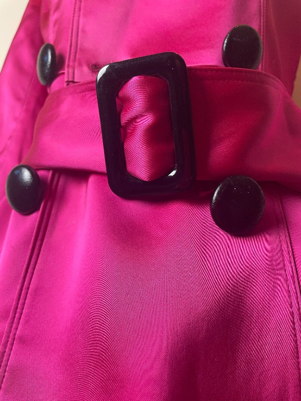 Cache Vintage Hot Pink Women's Double-Breasted Trench Coat/Jacket w/belt Size XS - Picture 12 of 16